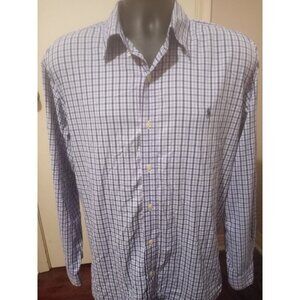 Ralph Lauren Shirt Mens XL Blue White Gingham Check Performance Button Up Pony